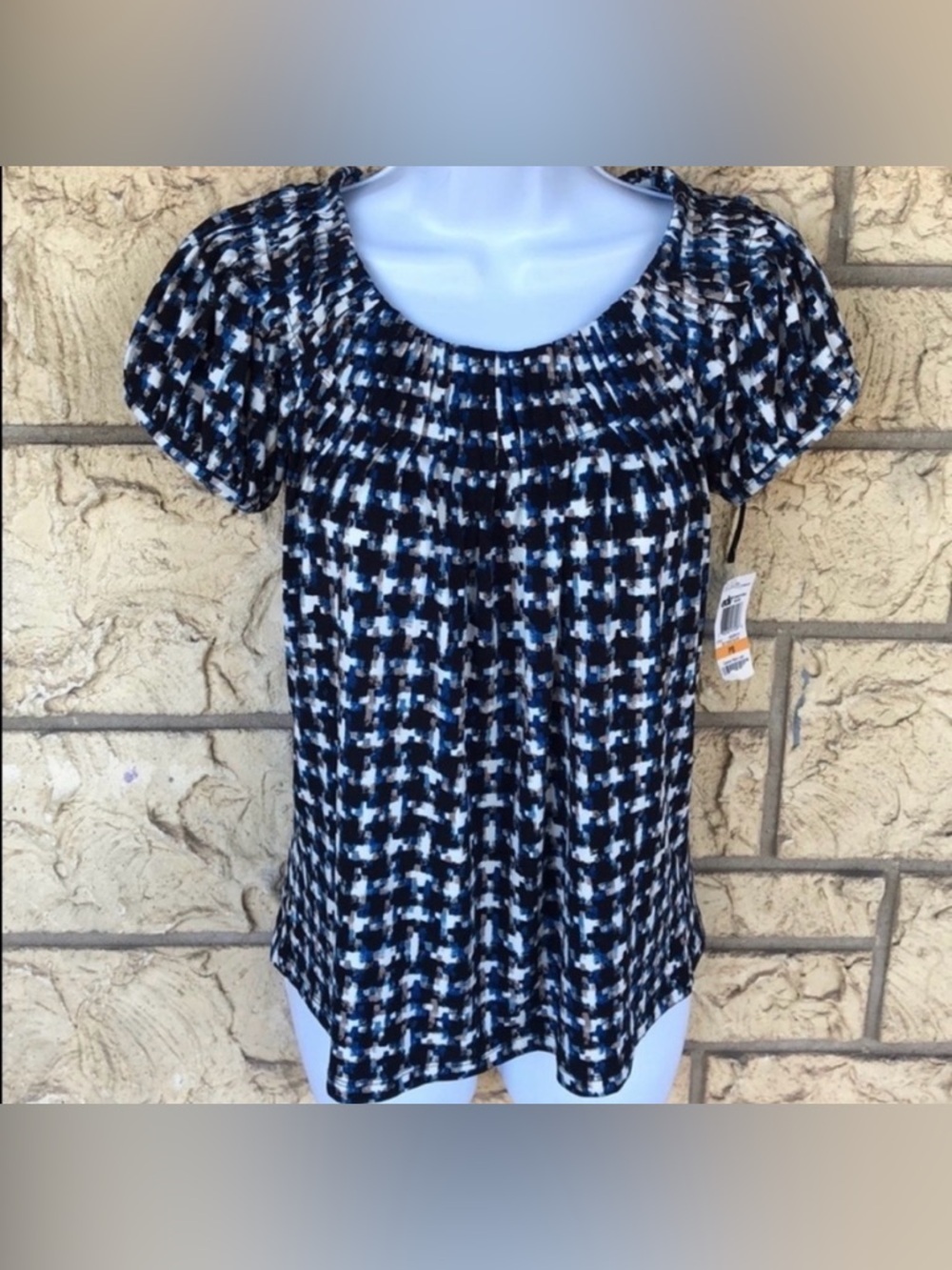 Style & Company Tunic Top Blue Black Size PS NWT